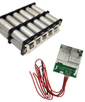 Beefy 4S 100A 12V BMS Protection Board With Smooth Cell Balancing For LiFePO4 Battery Banks, battery pack and circuit board setup.