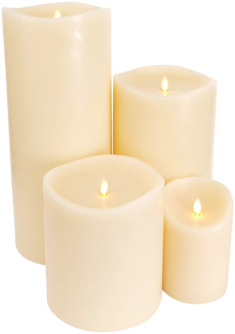 Ivory Grand Pillar Flameless LED Candle With Moving Flame, Battery Powered Real Wax, 6.25 Inch By 10.6 Inch, Timer Enabled