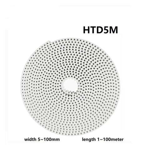 Polyurethane PU HTD 5M Timing Belt 15 Tooth HTD5M 25 Replacement For Open Ended Conveyors And Transmission Drives White 50MM Wide 50 Meter Length Beefed Up Heavy Duty Build, white coil