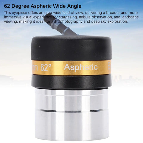 10mm Telescope Eyepiece 1.25 Inch Ultra Wide 62 Degree Field Of View Aspheric Lens with black and gold design