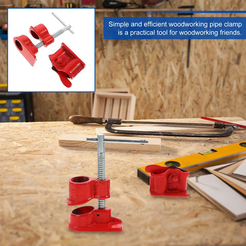 1/2 Inch Quick Release Pipe Clamp Red For Woodworking And Gluing Workhorse Cast Iron Carpenter Clamp Tool For DIY Projects Professional Woodworking Clamp Solution