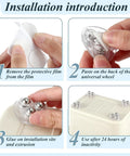Steps for installing Mini Universal Caster Wheels For Furniture Self Adhesive Ball Castors Flat Mount ABS Material 20 Lbs Per Wheel 12 Pieces Clear Finish on storage box
