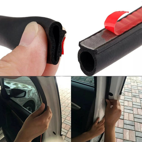 GoldWheel 3/4 in by 3/4 in D-shaped weather stripping with red adhesive backing; hollow foam seal installed on car door