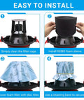 Four-step installation of Eight Pack Reusable Dry Filters With Foam Sleeve Kit For Heavy Duty Five Gallon And Up Wet Dry Vacuums.