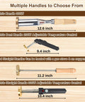 KAINSY branding iron set; collage of four handles with length labels 12.6, 9.4, 11.2, 10.4 in.