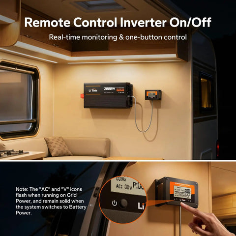 Hella Reliable 2000W Power Inverter With Built In Automatic Transfer Switch and Utility Bypass for remote inverter control in RV.