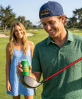 Man applying Anti Slice Golf Rub For Drivers And Hybrids Fix Your Slice Instantly Hit Straighter And Longer Drives on golf club