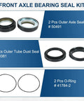 Ford Front Dana 50/60 Axle Seal Kit with outer axle seals, outer tube dust seals, and O-rings for 1998-2004 Ford Super Duty 4x4