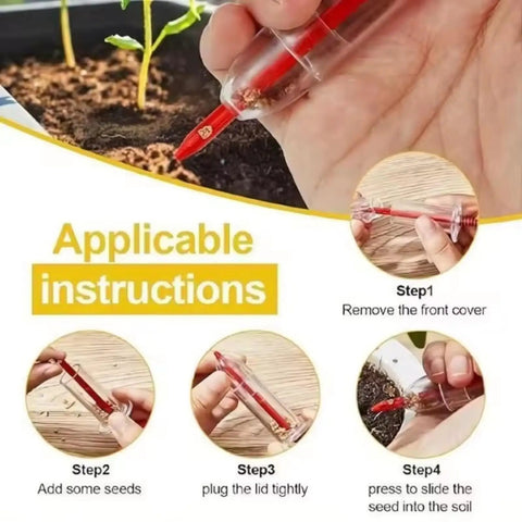 Instruction steps for using a 12 Hole Digger Seed Spreader 7 Piece Seed Sowing Dispenser Set Tiny Handheld Seed Planter For Small Seeds