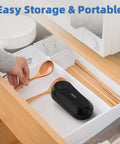 One Touch Automatic Electric Can Opener For Seniors And Arthritis Sufferers No Fuss Hands Free Operation With Rechargeable Battery in kitchen drawer
