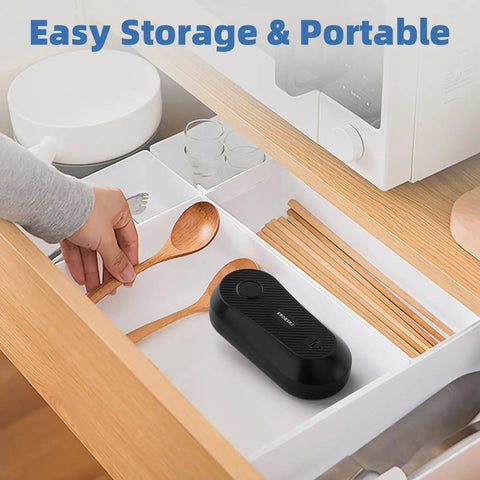 One Touch Automatic Electric Can Opener For Seniors And Arthritis Sufferers No Fuss Hands Free Operation With Rechargeable Battery in kitchen drawer