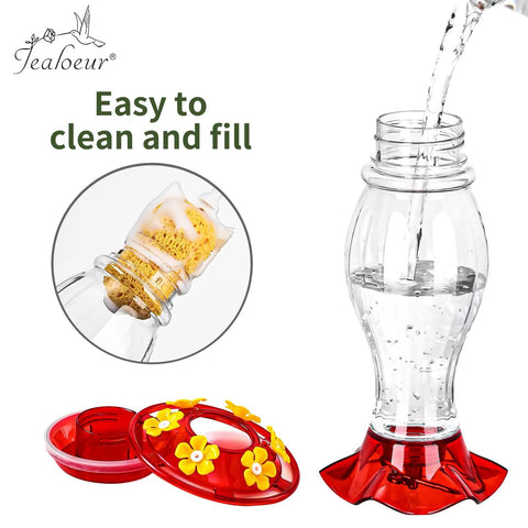 Outdoor Hanging Hummingbird Feeder 18 Ounce With 6 Feeding Ports Bee Guard And Built In Ant Moat Easy To Clean Durable