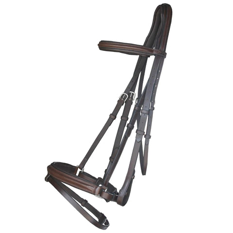 Brown Dressage Bridle With Padded Anatomic Veg Tanned Leather Set All Purpose Crank Noseband Anti Pressure Mono Crown Flash Tack