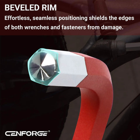 Close-up of beveled rim on Jumbo 13-Piece SAE Hex Key Set With Extra Long Ball End Wrenches Heavy Duty CR-V Steel L Keys