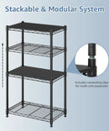 Beefy 2 Tier Metal Wire Storage Shelves With Adjustable Racks Holds Up To 200 Lbs Per Shelf Black Steel Organizer side view