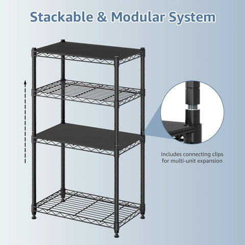 Beefy 2 Tier Metal Wire Storage Shelves With Adjustable Racks Holds Up To 200 Lbs Per Shelf Black Steel Organizer side view