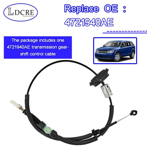 Heavy Duty Transmission Gearshift Control Cable Replaces OE 4721940AE for Dodge Journey, includes single pack and mounting details.