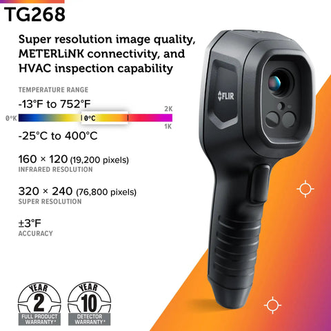 TG268 Thermal Imaging Camera With 320x240 IR, Ultra Clear MSX Real Time Detail, 640x480 Visual Sensor For Sharper Thermal Images, Spot IR Bullseye Laser For Easy Heat Tracking On The Fly handheld black thermal camera