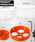 Otoolling orange 4in and 6in hole saw kit for recessed lights with 2 dust bowls, arbor, drill bit (Amazon)