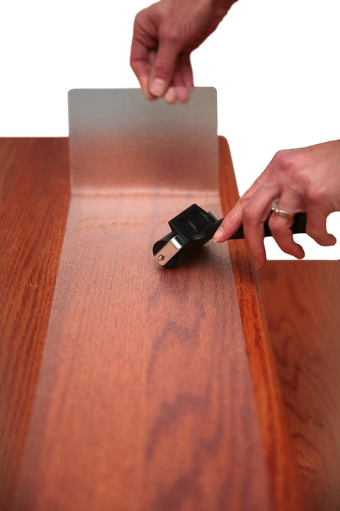 Installing Pre Cut 30x6 Anti Slip Stair Treads 15 Pack With Roller Clear Non Slip Grip Strips on wooden stairs
