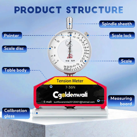 High Precision Silk Screen Printing Tension Meter And Force Tester For Silk Print Projects Pro Grade Build With Quick Readouts In Newtons From 7 To 36N And Shock Absorber To Minimize Vibration And Deliver Real World Accurate Tension Measurement, dial gauge view