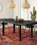 Modern dining room with a table featuring 24 Inch Square Adjustable Metal Table Legs Set Of 4 With Leveling Feet Heavy Duty Black Industrial Desk And Workbench Hardware For Diy Furniture And Custom Projects.