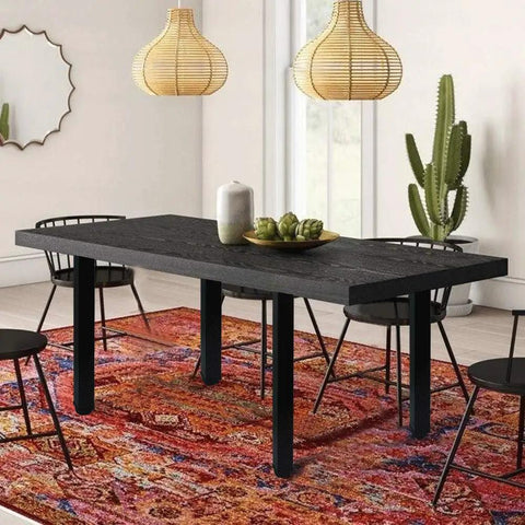 Modern dining room with a table featuring 24 Inch Square Adjustable Metal Table Legs Set Of 4 With Leveling Feet Heavy Duty Black Industrial Desk And Workbench Hardware For Diy Furniture And Custom Projects.