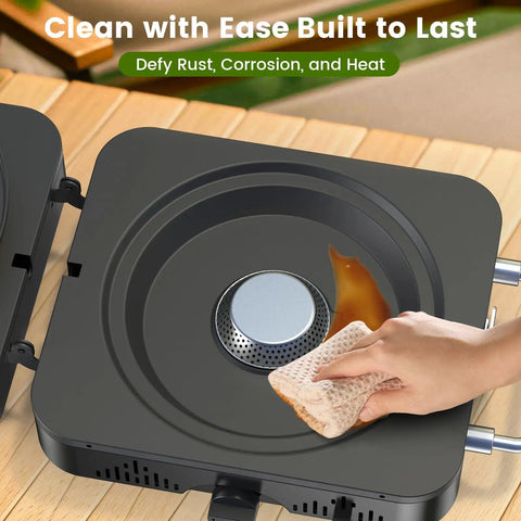 Cleaning the 2 Burner Propane Camping Stove With 20,000 BTU Total Heat, Foldable Portable Camp Stove With Piezo Ignition