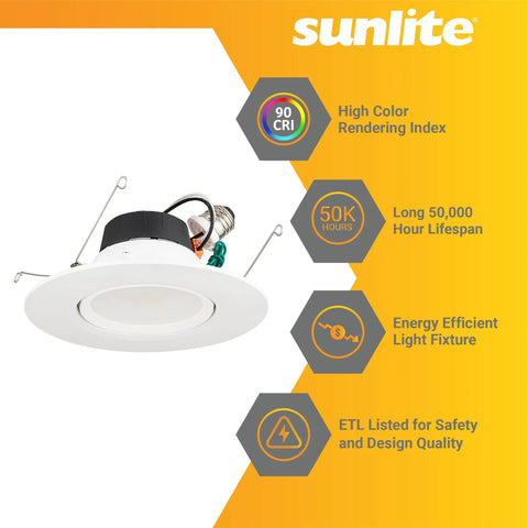 Gimbal LED Recessed Downlight Fixture 5 To 6 Inch, 11W, 1100 Lumens, Color Temperature Selectable, features diagram