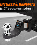 2 Inch Drop Trailer Hitch Ball Mount With 2 Inch Ball Heavy Duty Solid Steel Towing Kit For 2 Inch Receivers 6000 Lbs