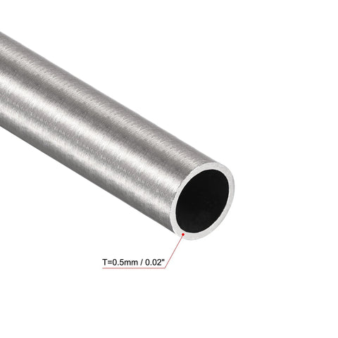 304 stainless steel round tube, 6mm OD x 0.5mm wall, 300mm length, pack of 3, Amazon brand