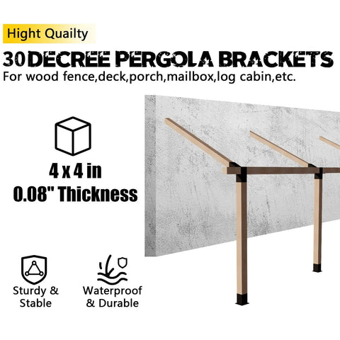 Heavy Duty Built Tough 3 Way 30 Degree Pergola Brackets L Shaped Right Angle Corner Brackets For 4x4 Wood Beams Actual 3.5x3.5 Indoor Outdoor Diy Slant Brackets For Pavilion Gazebo Porch Deck Cabin Pack Of 4