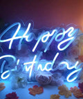 Lit LED Neon Sign Night Light For Wall Decor And Party Ideal For Bedroom Living Room Bar Wedding Home Birthday Christmas USB Powered 5V With Chain Light Modulator Energy Saving Acrylic Neon 16.1X11 Inches glowing 'Happy Birthday' sign