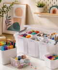Clear 17 Qt Plastic Storage Bins With Lids, Multipurpose Stackable Organizer Boxes For Tools, Crafts, Crayons, Beads, And Office Supplies
