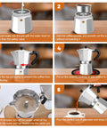 Step-by-step guide on using a 3 Cup Aluminum Espresso Stovetop Moka Pot Coffee Maker For Quick Espresso Percolator Style Italian Mocha Pot For Home And Camping 150ml 5oz Capacity Rich Aroma Every Brew.