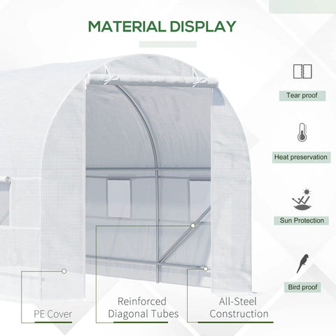 Close-up of Walk In Tunnel Greenhouse Kit 15 Ft By 7 Ft By 7 Ft With 6 Roll Up Windows And Roll Up Door, steel frame detail