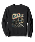 Sweatshirt For Machinist Men With Gauge Square Tools And CNC Vise Design, graphic on black crewneck featuring precision tools.