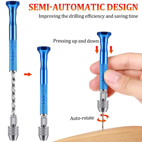 Dual Pin Vise Drill Set With Semi Automatic Rotary Action 27-Piece Micro Twist Drill Kit Including 25 Bits 0.5-3 mm for crafts