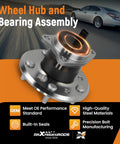 2-Piece Rear Wheel Hub Bearing Assembly For Toyota Camry, Avalon, Highlander, Solara And Lexus ES Series 2001-2012 With 5 Lug And ABS, Fits ES300 ES330 ES350 2002-2012, Replaces 512206 512207