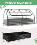 Dimensions of Metal Raised Garden Bed With Cover And Mini Greenhouse For Outdoor Planter Boxes Two Roll Up Windows Open Ended Base
