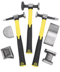 7 Piece Auto Body Repair Kit With Carbon Steel Hammer And Dolly Set For Dent Removal, Heavy Duty Sheet Metal Tools