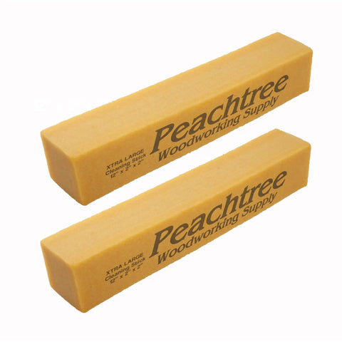 Xtra Large Natural Rubber Sandpaper Cleaner Block For Woodworking, 2 Pack 2x2x12 Inch, front view showing branding
