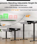 Xin Yao 63 Inch Electric Standing Desk With Five Drawers Ergonomic Height Adjustable Sit Stand Computer Workstation Table showing adjustable height and storage options.