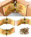 Heavy Duty Iron Corner Braces For Table Legs Bring Serious Stability And End That Nasty Wobble Problem Forever On Dining Tables Or Wooden Desks Kerf Mount Hardware Is Made To Perform Tough, featuring corner brackets and screws.