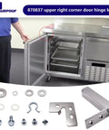Refrigerator Top Right Door Hinge Kit Replacement Part for fixing doors that will not close, sagging doors, and opening noise. Easy install with durable construction, compatible with most standard models shown.