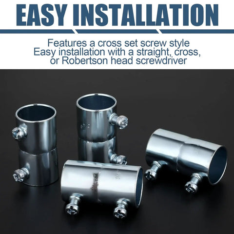 Ten Pack Three Quarter Inch EMT Conduit Screw Couplings Galvanized Steel Set Screw Connectors For Electrical Fittings