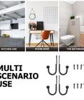 Image showing Grab These Bad Boys 12 Pack Black Mini Metal Wall Mount Coat Hooks For Doors And Walls Vintage Style used in kitchen, room desk, and bathroom.
