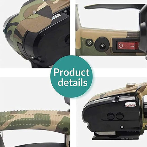 Heavy Duty Cordless Strapping Kit With Slick Auto Tensioning And Hot Melt Welding For No Sweat Box Sealing lightweight angle view.