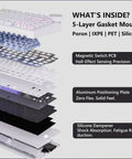 Exploded view of Ultra Durable 8Khz Magnetic Hall Effect Mechanical Gaming Board Featuring Clutch Rapid Trigger Keys.