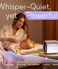 Kickback Portable Evaporative Air Cooler AC Unit With Four Speed Settings And One Button Control To Beat The Heat At Your Desk Car Or Tent While Trapping Dust And Serving Always Fresh Air Whenever You Pull Up next to a sleeping child and relaxed parent.